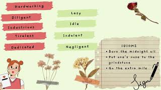 Synonyms, Antonyms, Idioms // Hardworking, Stay focused on, Help