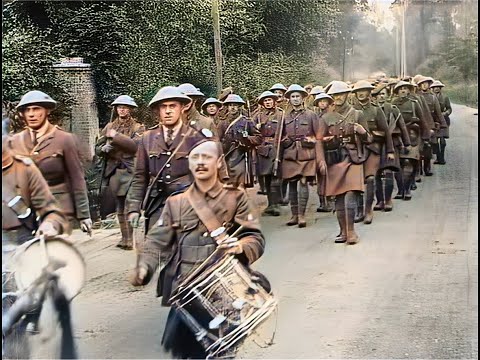 Stunning footage of the Battle of the Somme (1916): Complete 72 min. film, A.I. enhanced & colorized