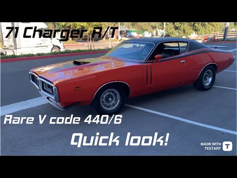 1971 Charger R/T, rare 440/6 with N96 “Ramcharger” cold air! Lets take a quick look!