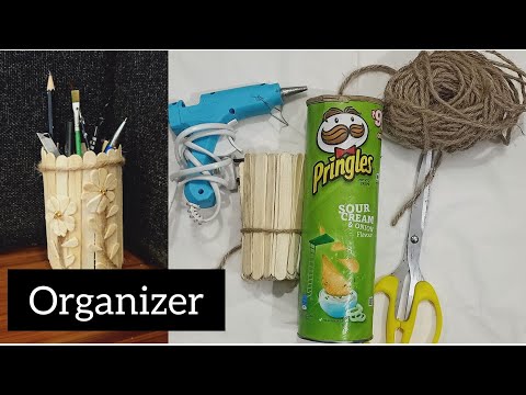 DlY pen holder with ice cream sticks / DlY Desk organizer with ice Cream sticks