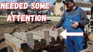 Firewood bucking table in need of repair. What is a bucking table? Does it improve my efficiency?