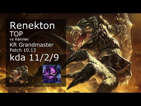 Renekton Top vs Kennen - KR Grandmaster 11/2/9 Patch 10.13 Gameplay // [롤] 레넥톤 vs 케넨 탑