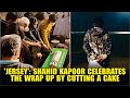 Shahid Kapoor And Co Star Mrunal Thakur Celebrate Jersey Wrap As They Cut A Massive Cricket Bat Cake