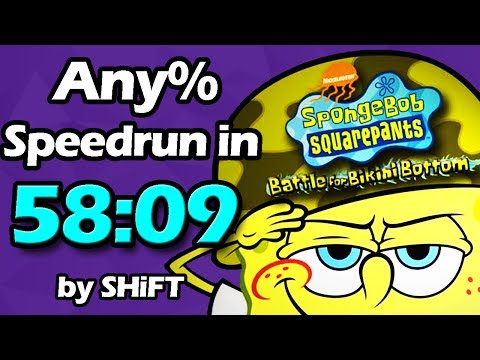 (World Record) SpongeBob SquarePants: Battle for Bikini Bottom Any% Speedrun in 58:09 Video