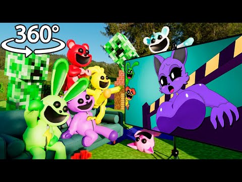 Insane VR 360 Fandoms react to Poppy Playtime Chapter 3 Meme in Minecraft!