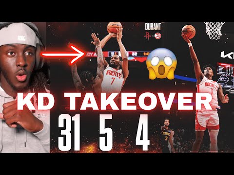 MAD KD IS UNSTOPPABLE!! Rockets Vs Hawks Highlights Reaction