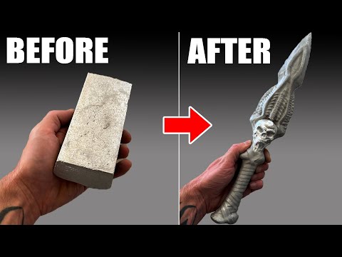 Making A SKULL Dagger From A Block Of Metal - Aluminum Casting