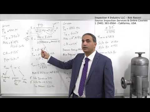 Minimum Required Thickness Calculation & Determine Pipe Schedule on ASME B31.3 - API 570 Exam