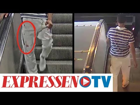 Se misstänkte mördarens blodiga flykt i t-banan