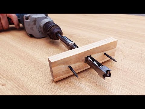 new invention uses a handheld drill to create square mortises using a circular core drill bit