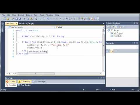 Visual Basic Tutorial - 90 - Multi Dimensional Arrays Video Lecture ...