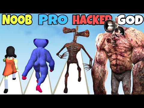 NOOB vs PRO vs HACKER vs GOD in Monsters Run Arena