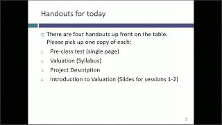 Session 1: Introduction to Valuation (and the class)