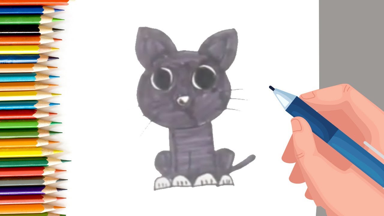 How to draw a scary cute Black Cat for Kids