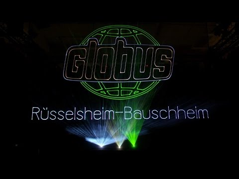 Lasershow zur GLOBUS Eröffnungsfeier in Rüsselsheim-Bauschheim