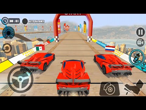 Impossible Car tracks 3D: Red Sport Car Driving Stunt Multiplayer Mode Android Gameplay walkthrough