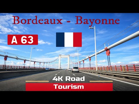 Driving France: A630 & A63 Bordeaux - Bayonne - 4k scenic motorway drive Les Landes