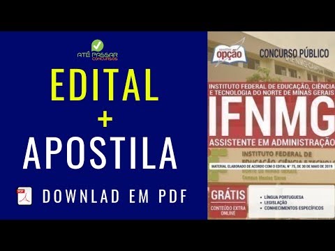 Baixar Edital e Apostila Concurso IFNMG 2019 PDF Grátis
