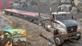 Caterpillar CAT 681 Gameplay with Steering Wheel SnowRunner Anniversary DLC