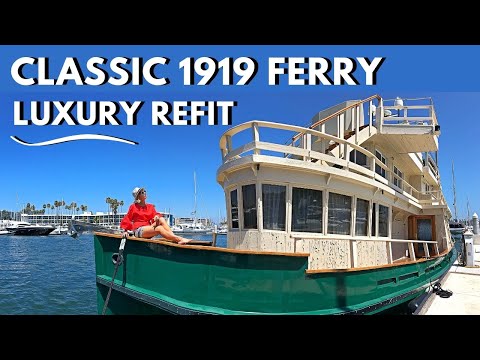 $525,000 1919 CLASSIC LA HARBOR FERRY The Ace LUXURY REFIT Houseboat Liveaboard Boat Yacht Tour