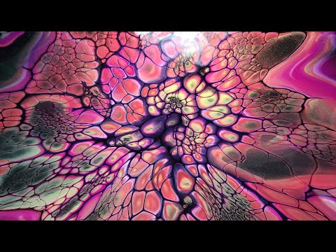 62.WOW! Gold, Magenta, and Red SheleeArt Bloom Technique - Acrylic Pouring - Fluid Art