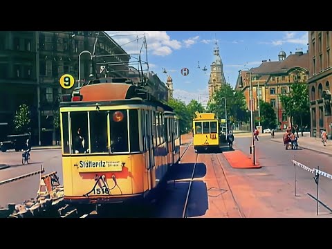 Leipzig, Germany 1931 (New Version) in Color, Streetcar Dashcam [60fps, Remastered] w/sound design