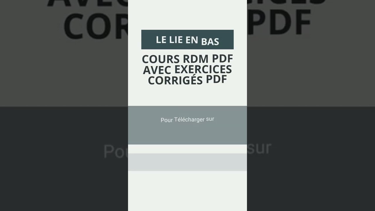 Télécharger Cours RDM PDF avec exercices corrigés PDF #shorts