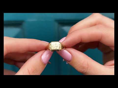 9ct Gold Signet Ring, "JG" Initials #X1503
