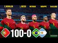 Portugal 100-0 Brazil & Argentina | Ronaldo Messi Neymar Mbappe Haaland Al Stars played for POR |PES