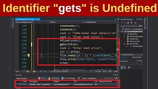 Identifier gets is Undefined in C++ | gets function not defined in c++ | _getws not defined