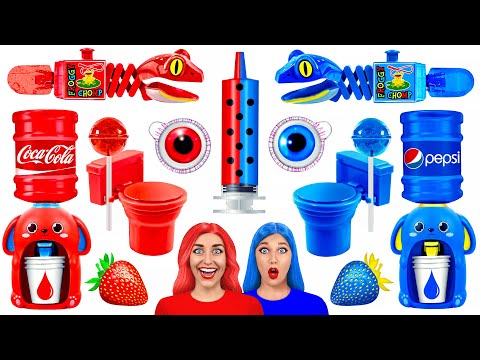 Rot Vs Blau Farb Challenge #3 | Nur 1 Farbe essen für 24 Stunden auf Multi DO Challenge