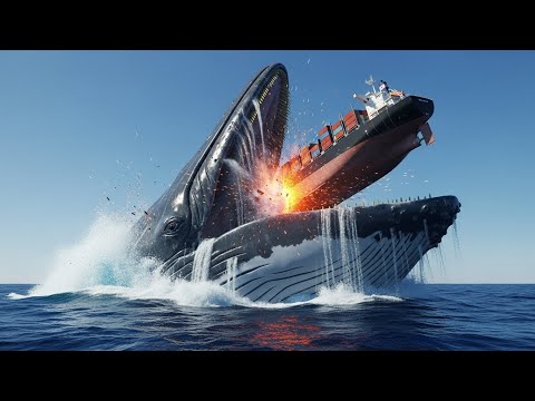 GIANT BLUE WHALE vs MILITARY FLEET! : Blue Whale Attack Epic Battle