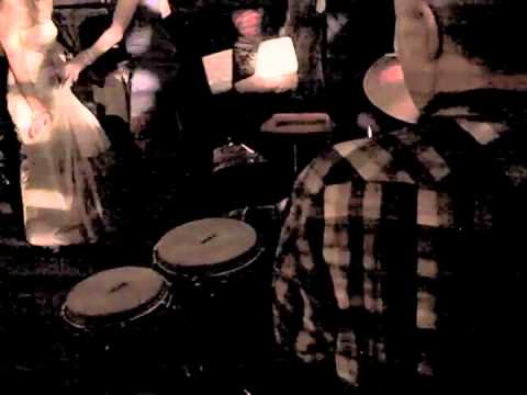 Disco House music live percussion with DJ (club drumming)