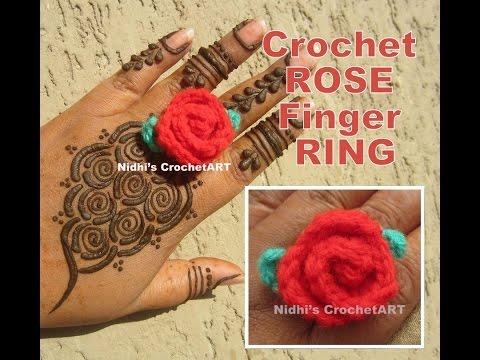 How To Crochet- ROSE Finger RING Tutorial