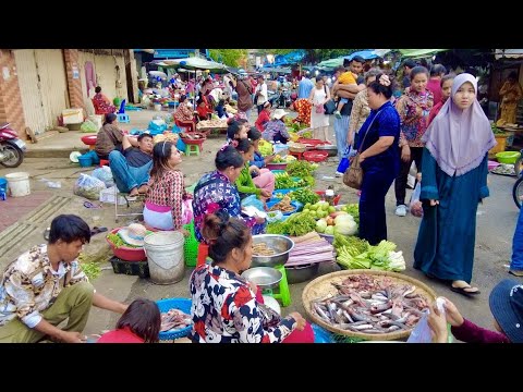 Dailylife Vendors In Vegetable Market Cambodia: Pork, Street Food, Fruit & More | Phnom Penh