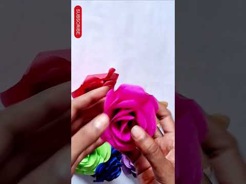 flowers craft making with paper #flowers #craft ❤️👆👌