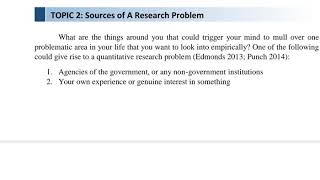 Sources of Research Problems and Topics