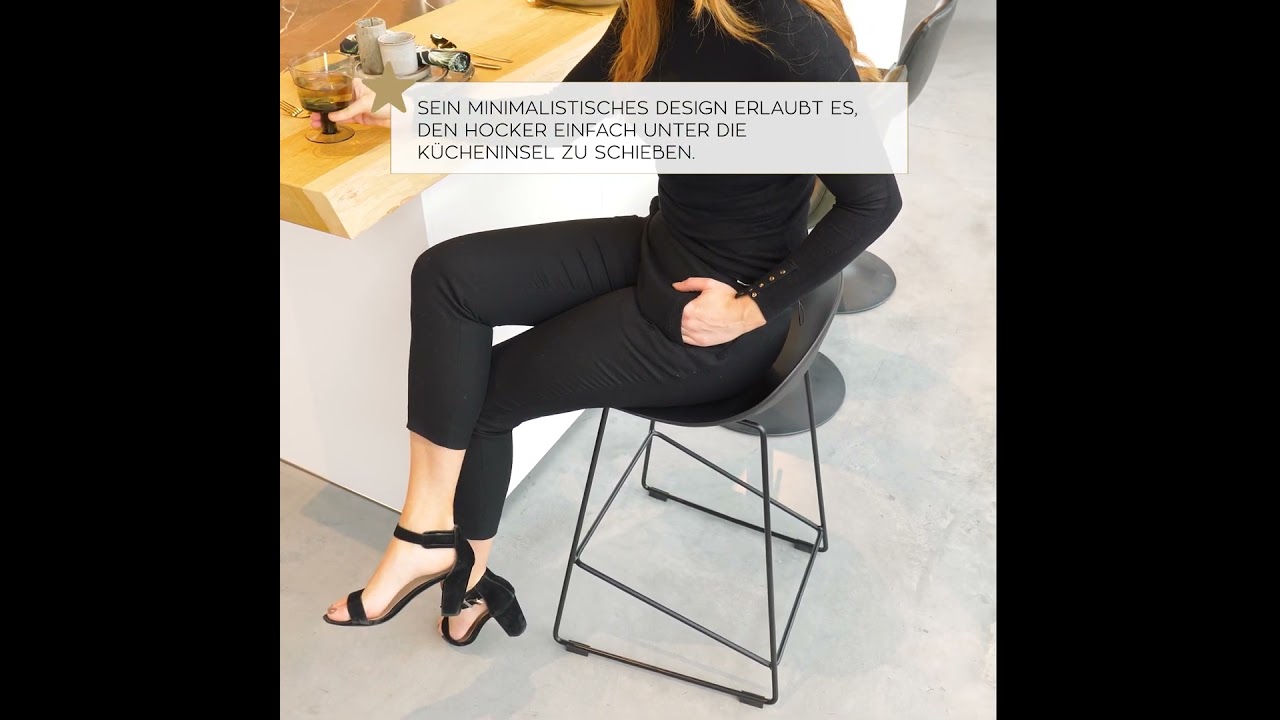 Barhocker Ellen skandinavisches Design schwarz 76 cm