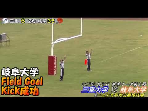【三重大学アメフト部】三重大学vs岐阜大学@一宮市光明寺公園球技場（2018 0924 ）