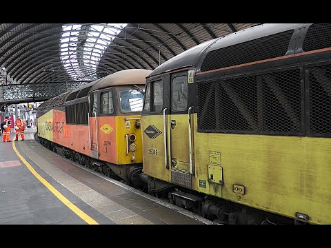 Double headed Class 56s Nos. 56090 & 56049 Accelerate Out of Newcastle -  15th April 2025