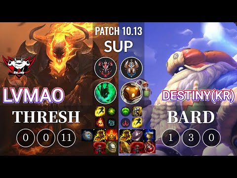 JDG LvMao Thresh vs Progamer Destiny(KR) Bard Sup - KR Patch 10.13
