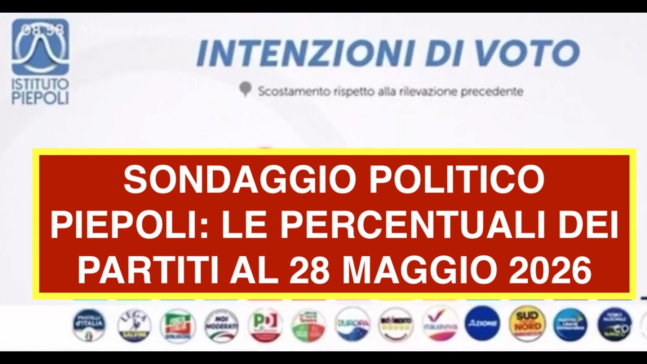 SONDAGGIO POLITICO PIEPOLI: LE PERCENTUALI DEI PARTITI AL 28 MAGGIO 2026
