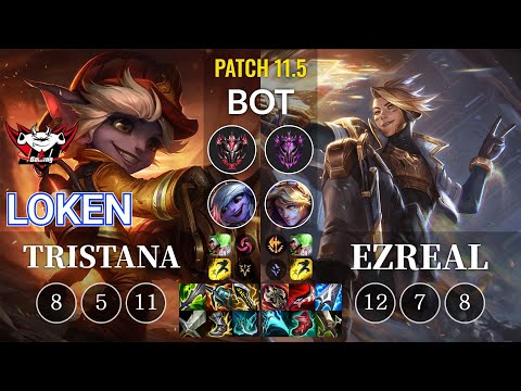 JDG LokeN Tristana vs Ezreal Bot - KR Patch 11.5