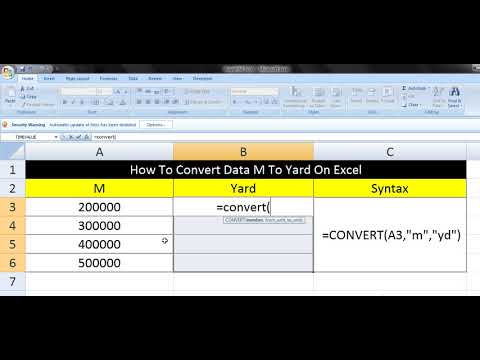 How To Convert Data Meter To Yard On Excel