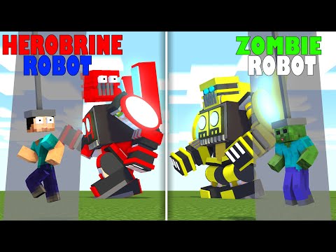 Monster School | BABY ZOMBIE vs BABY HEROBRINE BREWING PACIFIC RIM ROBOT 2023 | Minecraft Animation