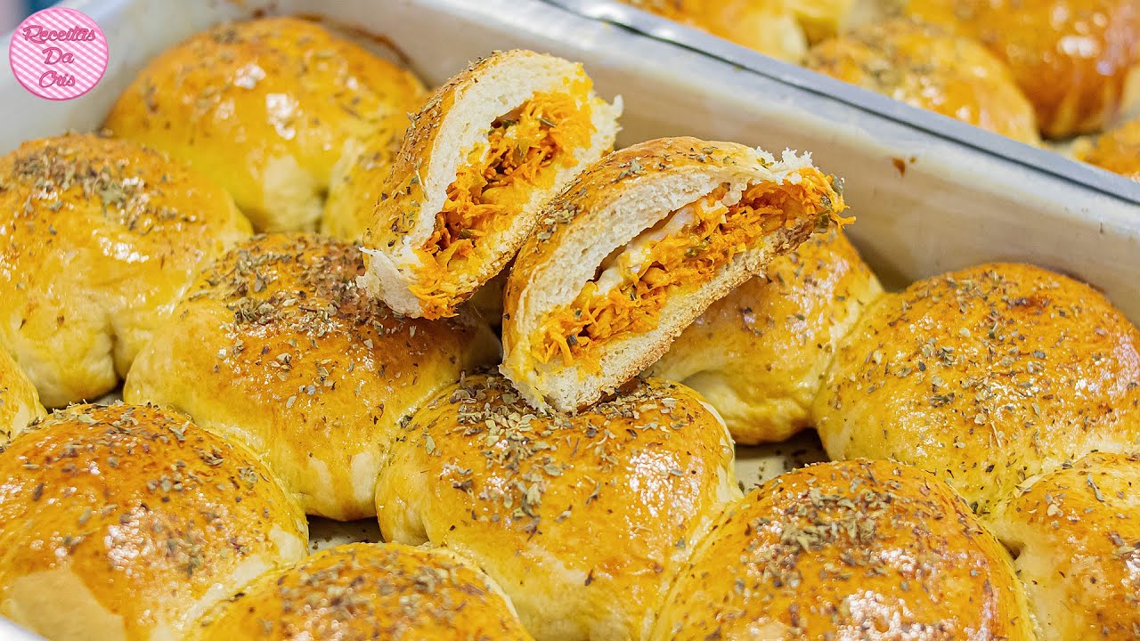 PÃOZINHO RECHEADO DE FRANGO COM CATUPIRY - RECEITA MARAVILHOSA!