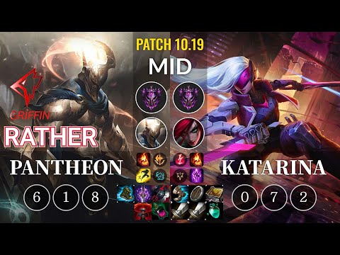 GRF Rather Pantheon vs Katarina Mid - KR Patch 10.19