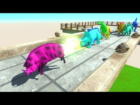 Race to get to eat PINK PIG #1 | Animal Revolt Battle Simulator