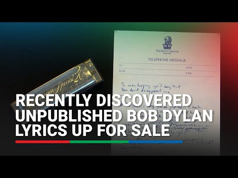 Recently discovered unpublished Bob Dylan lyrics up for sale in New York
