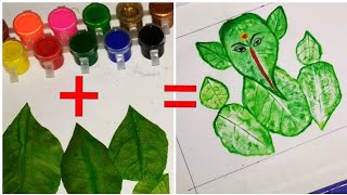 preview picture of video 'Unique lord ganesha painting made with leaves- you must try'